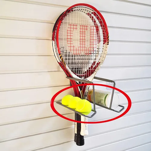 Miniatura 7 de Aolamegs Soporte para raqueta de tenis de metal para montaje en pared, de acero resistente, soporte de almacenamiento para raqueta de bádminton
