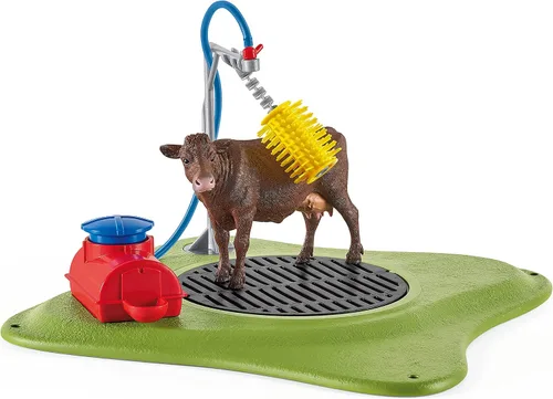 Miniatura 6 de Schleich Farm World, juguetes de animales de granja para niños, Happy Cow Wash con juguetes de vaca y área de lavado de trabajo, juego de 16 piezas