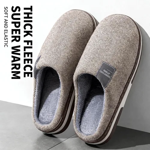 Miniatura 2 de ASHALI Pantuflas de espuma viscoelástica para hombre y mujer, de algodón suave y afelpado, para interiores y exteriores, con suela antideslizante