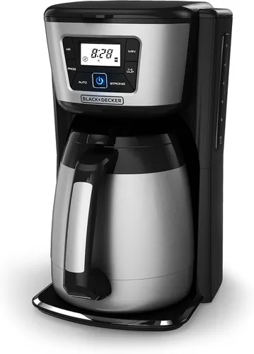 BLACK+DECKER Cafetera térmica de 12 tazas, negro/plata, CM2035B