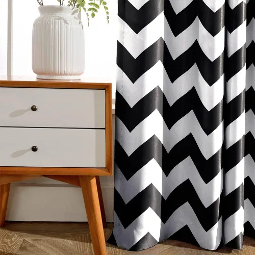 Miniatura 2 de Melodieux - Cortinas de chevron de moda para sala de estar y comedor, cortinas con ojales oscurecedores y parte superior para ventanas