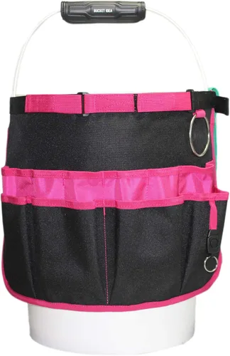Miniatura 4 de MELOTOUGH Organizador de Cubo Caddy Organizador de Herramientas para Cubo de Jardín Compatible con Cubos de 3.5 a 5 Galones (Rosa y Verde)