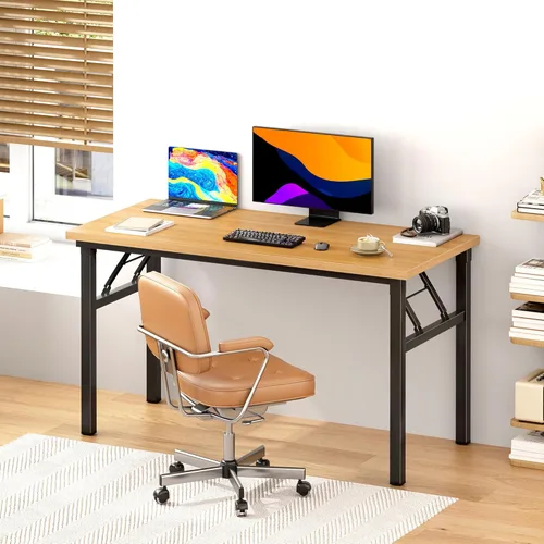 Miniatura 2 de DlandHome - Mesa plegable para computadora de 47 pulgadas, escritorio portátil, mesa de actividades, mesa de conferencias, escritorio de oficina