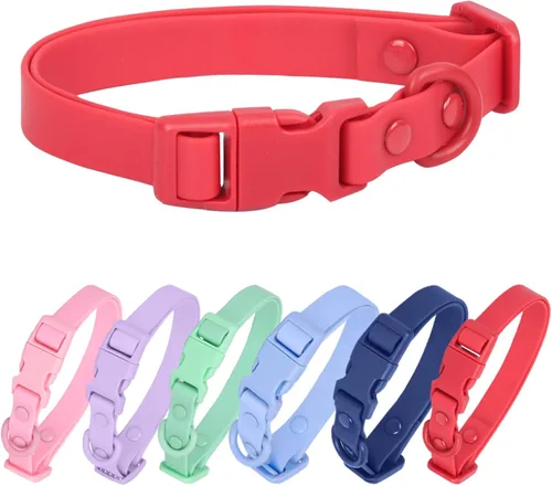 Miniatura 7 de Collar de perro impermeable de goma suave con hebilla de seguridad, collares ajustables para mascotas para perros pequeños, medianos y grandes L azul