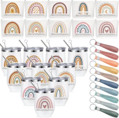 Bokon Juego de 30 regalos de agradecimiento a los empleados de 12 onzas con texto en inglés "May You Be Proud" Sign Stainless Steel Tumbler Rainbow