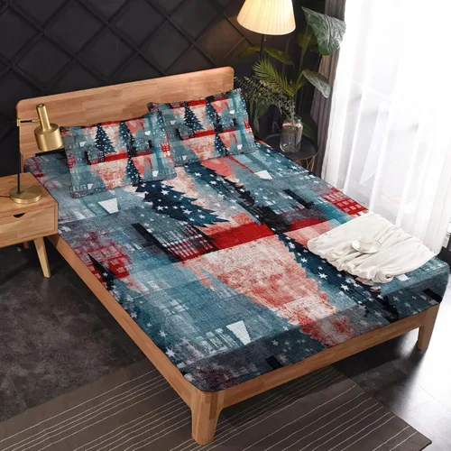 Miniatura 2 de Sábanas para árbol de Navidad tamaño Queen – Sábanas de cama de Navidad, microfibra suave y bolsillo profundo, sábanas y fundas de almohada