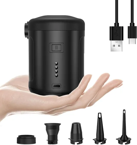 Miniatura 8 de Bomba de aire eléctrica portátil, carga tipo C, desinflado para flotadores de piscina, cama de aire, anillo de natación de colchón de aire, bolsas
