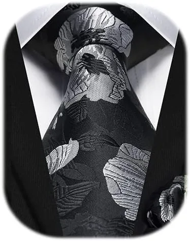 Miniatura 174 de Corbatas florales tejidas clásicas para hombre, corbata cuadrada de bolsillo, corbatas formales para hombres, boda con pañuelo