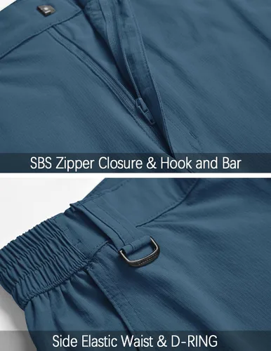 Miniatura 36 de Pantalones de senderismo para hombre, convertibles, con cremallera, ligeros, impermeables, de secado rápido, pesca al aire libre, viajes, safari