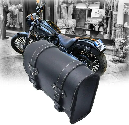 Miniatura 2 de Maso Bolsa de silla de montar de motocicleta, equipaje universal de cuero PU bolsa de almacenamiento con 2 correas de montaje negro