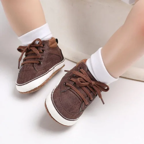 Miniatura 7 de Sekantrol Zapatos de cuna para recién nacidos, zapatos de bebé para niños y niñas, suela de goma suave, zapatos de moda de caña alta antideslizantes