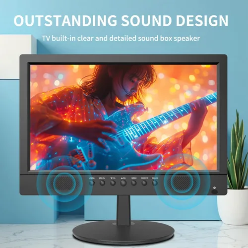 Miniatura 3 de Jexiop Televisor de pantalla plana de 16 pulgadas, pequeño televisor con control remoto, perfecto Full HD 1080P para cocina, entradas de adaptador