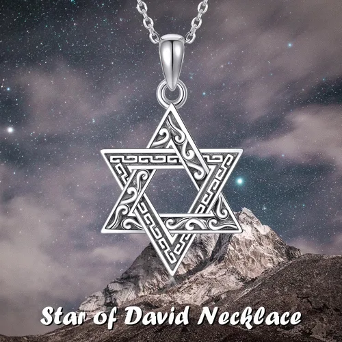 Miniatura 6 de URONE Collar de plata de ley 925 con dije de estrella de David con estrella de David, joyería judía, regalos para hombres y mujeres, Plata