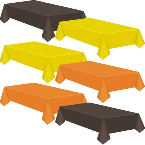 Miniatura 9 de Patelai 6 manteles de plástico desechables de Acción de Gracias para mesas rectangulares, manteles de mesa de otoño para Acción de Gracias y Naranja