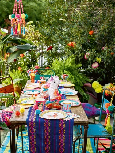 Miniatura 10 de Talking Tables 12 platos de papel florales bohemios de 9 pulgadas, decoraciones del Cinco de Mayo, platos de papel mexicano, platos de fiesta
