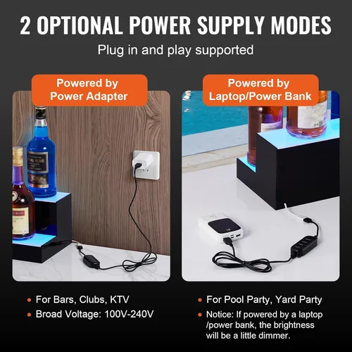 Miniatura 5 de VEVOR Pantalla de botella de licor con iluminación LED, 2 niveles de 30 pulgadas, compatible con USB, estante iluminado de bar para el hogar