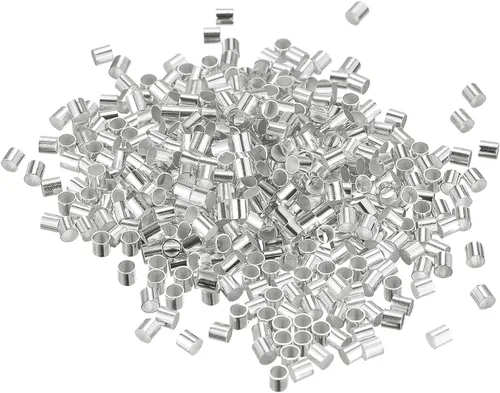 Miniatura 8 de uxcell 500 cuentas de tubo de engarzado, tubo de latón de 0.069 x 0.069 pulgadas, cuentas espaciadoras de extremo de engarzado, pequeños topes