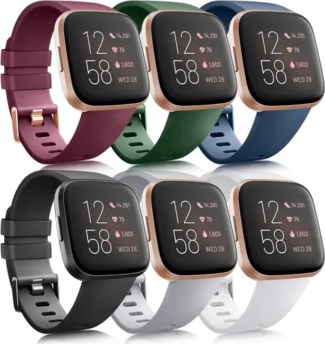 Miniatura 11 de Paquete de 6 correas deportivas compatibles con Fitbit Versa 2 / Fitbit Versa / Versa Lite / Versa SE, correas de repuesto clásicas de silicona