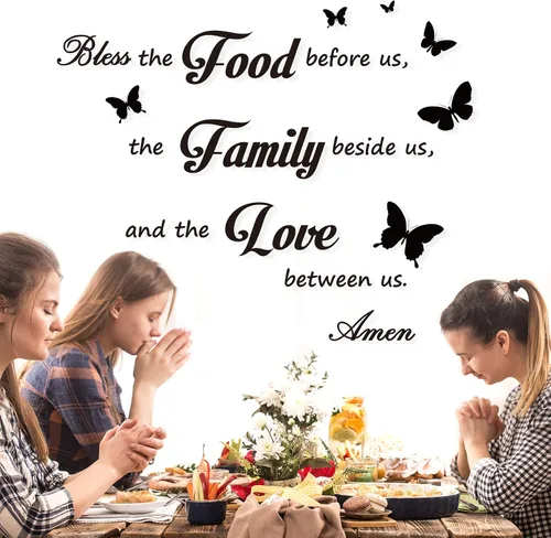 Miniatura 6 de Stickers de pared para cocina, decoración de comedor, letrero de oración para la cena, letrero "Bendiga los alimentos que están delante nuestro