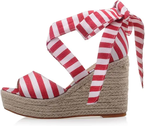 Miniatura 2 de MERUMOTE Sandalias de plataforma de cuñas de verano a rayas de color vestido de uso diario para mujer