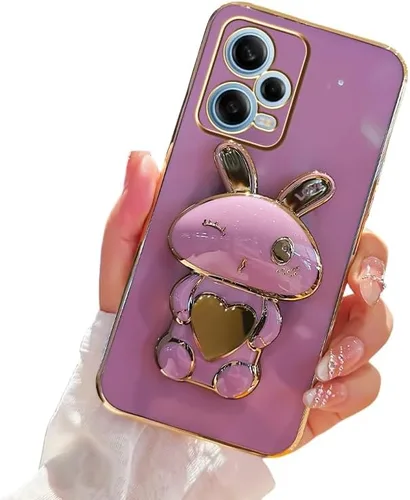 Miniatura 8 de Funda de silicona compatible con Redmi Note 12 Pro + con bonito soporte de conejo de dibujos animados para Redmi Note 12 Pro + delgado TPU