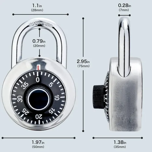 Miniatura 2 de Lock 1 paquetes de cerradura de combinación para casilleros de gimnasio y escuela, candado de combinación segura Mini cerradura de combinación Negro