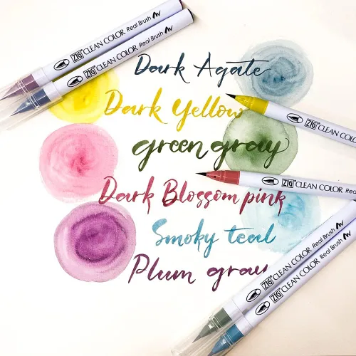 Miniatura 9 de Kuretake ZIG Clean Color Real Brush NUEVO 30 colores con puntas de pincel flexibles, bolígrafos de acuarela para pintar, dibujar, caligrafía