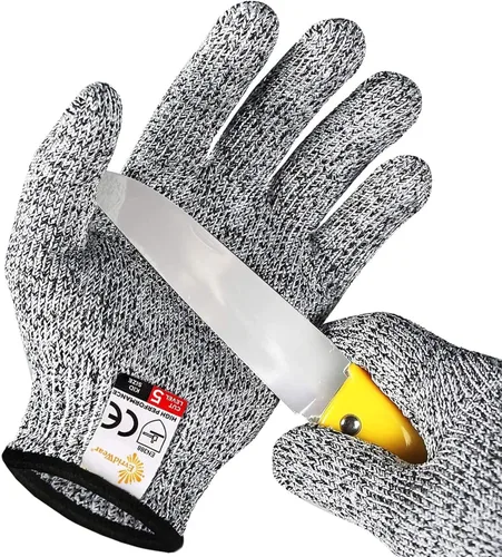 Guantes Evridwear resistentes al corte para niños de 10 a 13 años, guantes de corte con protección de grado alimenticio nivel 5 para cocinar, Gris
