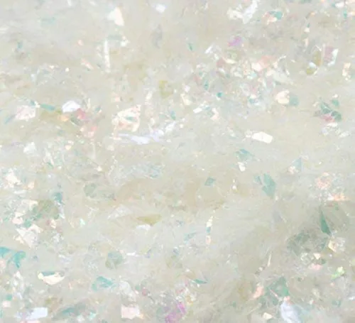 Snow White Flitter Flakes - Escamas iridiscentes de purpurina de hielo para arte de uñas, poliéster holográfico ligero, 311-4328, 1/2 oz (14 gramos)