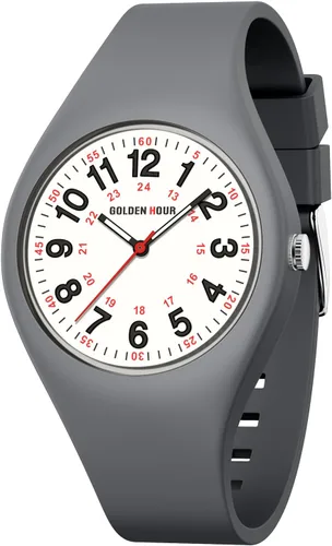Miniatura 8 de GOLDEN HOUR Relojes deportivos impermeables analógicos unisex para enfermeras, profesionales médicos, estudiantes, esfera militar brillante y fácil