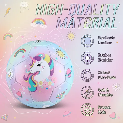 Miniatura 4 de HyDren Balón de fútbol para niños, tamaño 3 con inflador, oficial de dibujos animados, duradero, deportes al aire libre, interiores, juego