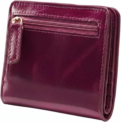 Miniatura 13 de Itslife - Cartera de piel con cierre de cremallera para mujer, tamaño pequeño, con ventana para identificación, marrón (Waxed Brown)), 1301