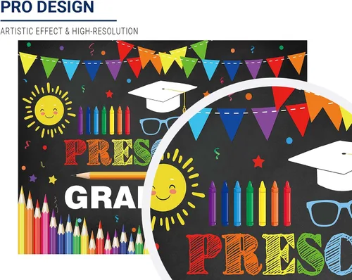 Miniatura 2 de Allenjoy Telón de fondo de graduado preescolar de 96 x 72 pulgadas para niños, fotografía, escuela, graduación, fiesta, suministros de decoración