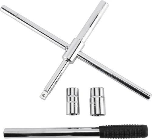 Miniatura 8 de Toolly Llave universal extendida de 23 pulgadas, juego de llaves de tuercas de hierro de 4 vías con bolsa de almacenamiento y enchufes estándar