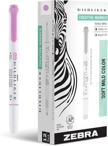 Miniatura 28 de Zebra Pen Mildliner - Resaltador de doble punta, puntas gruesas y finas, Azul