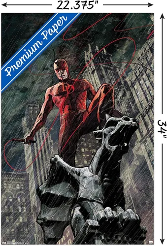 Miniatura 3 de Marvel Comics DaredeVil - Póster de pared de Hell's Kitchen DeVil, 34 pulgadas de largo x 22.4 pulgadas de ancho, paquete de póster y montaje