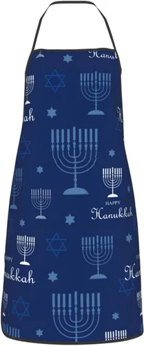Miniatura 10 de Wishing Happy Hanukkah Delantales de cocina para chef, impermeable, ajustable, divertido delantal para barbacoa con bolsillos para hombres y mujeres