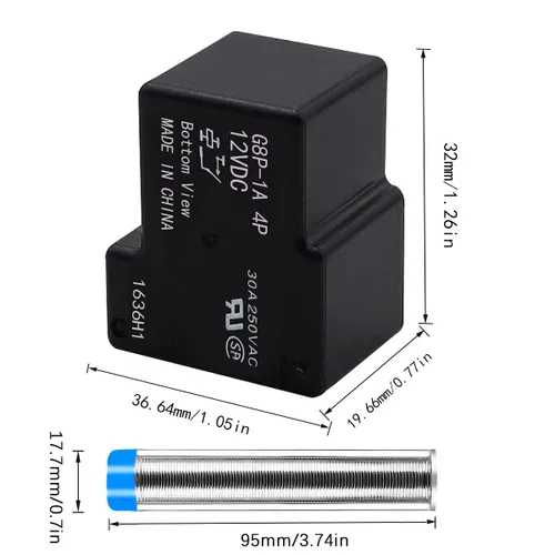 Miniatura 2 de G8P-1A4P-12VDC 30A 250VAC Relé de PCB totalmente sellado para placa de PC o montaje en panel, resuelve el problema de código F01 de la secadora