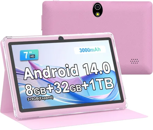 Miniatura 7 de DIGITHINK Tablet Android 14 de 7 pulgadas, 8 GB de RAM (3 + 5 GB expandido) + 32 GB de ROM, pantalla táctil HD, cámaras duales de 2 MP, batería