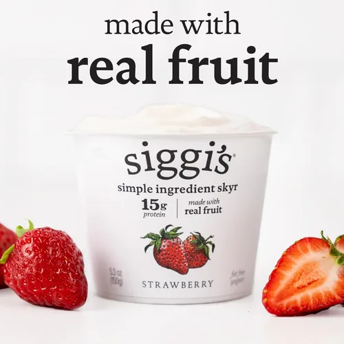 Miniatura 4 de siggi's Yogur Islandés Colado Sin Grasa, Fresa, 5.3 oz. Vaso de Porción Única – Yogur Espeso y Rico en Proteínas