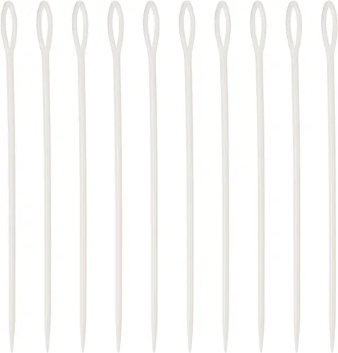 Miniatura 5 de HARFINGTON 20 agujas de coser de plástico, 5.9 in de longitud, agujas romas de ojo grande, agujas de aprendizaje para coser artesanías hechas a