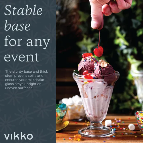 Miniatura 6 de Vikko Tazas de helado con base de vidrio, juego de 6 tazas de leche, vasos de malteada de 7.5 onzas, tazas de helado con base, vasos de postre