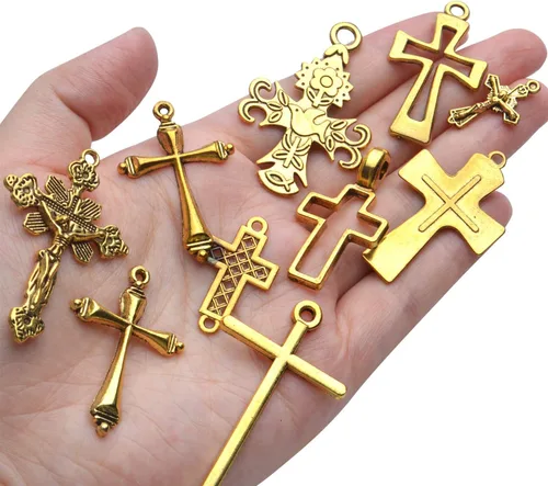 Miniatura 6 de Mixed Crosses Charms Pendants Jewelry Findings for Making Bracelet and Necklace Dorado
