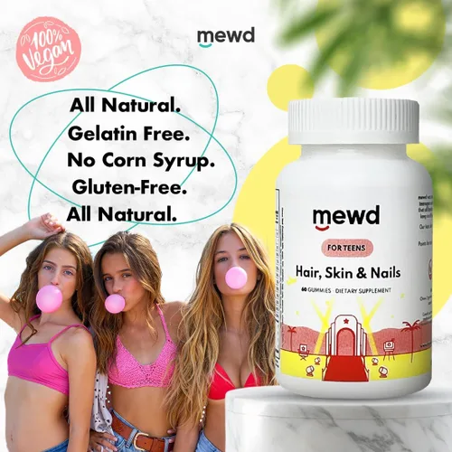 Miniatura 2 de MEWD Gomitas multivitamínicas para el cabello, la piel y las uñas para adolescentes y niños, fuerza y crecimiento de biotina con zinc, vitaminas A