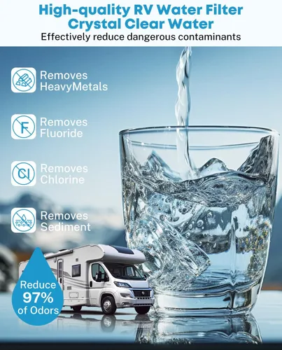 Miniatura 4 de Kohree Filtro de agua para autocaravana, certificado NSF, filtro de agua en línea que reduce el cloro, el mal sabor, el olor, accesorios de RV