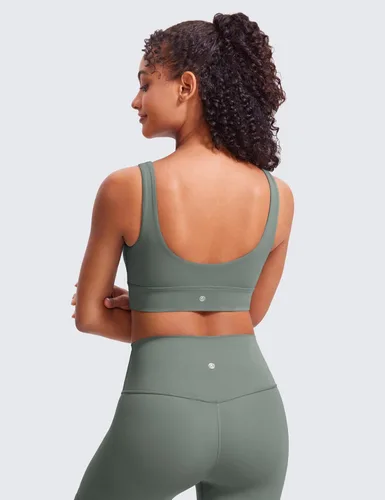 Miniatura 32 de CRZ YOGA Butterluxe - Brasier deportivo con espalda en U para mujer, cuello redondo, acolchado, de bajo impacto, para yoga, entrenamiento