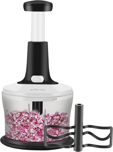 Smile mom Picador de verduras, picador de alimentos, prensa rápida a mano, cortador de alimentos profesional, fácil de picar verduras, frutas, Blanco