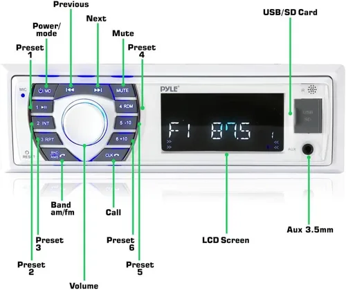 Miniatura 5 de Altavoces marinos duales de 6.5 pulgadas, sistema de sonido estéreo de audio de 2 vías con potencia de 400 vatios, 1 par, receptor marino blanco