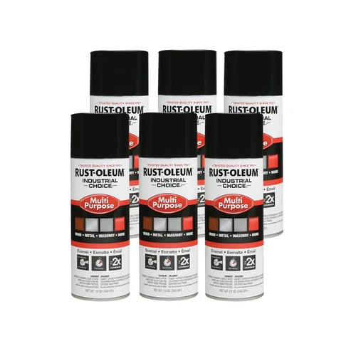 Aerosol de esmalte Rust-Oleum para uso general; envase de 16 onzas líquidas; lata de aerosol, Negro satinado, 6 Negro brillante
