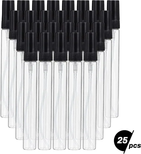 Miniatura 9 de BENECREAT 25 piezas de 0.3 fl oz mini tubos de pulverización de niebla fina de vidrio transparente botellas de perfume vacías de viaje con tapas